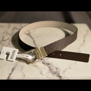 Reversible White and brown MK belt